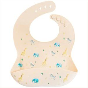 Austin Baby Collection Silicone Bib - Safari Warm Cream